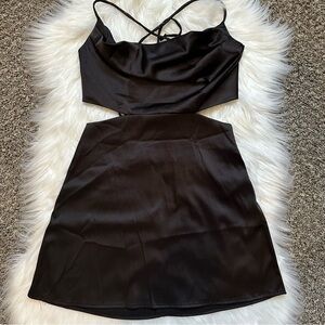 Shein Black Satin Mini Dress